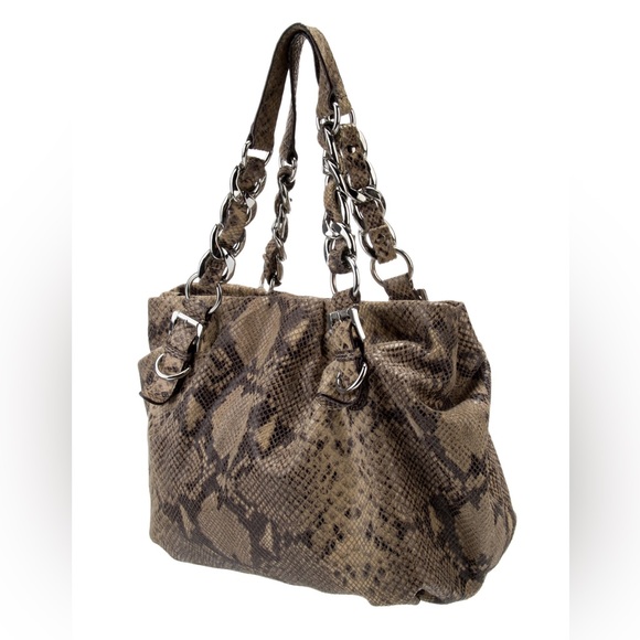 MICHAEL Michael Kors Handbags - Michael Kors Python Embossed Leather Medium Tote with Nickel Hardware